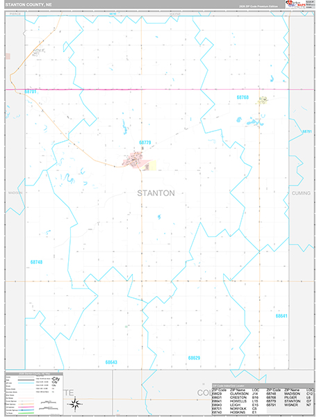 Stanton County, NE Zip Code Map