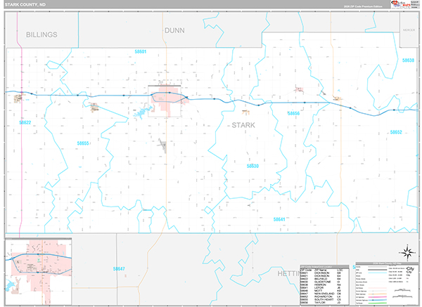 Stark County, ND Wall Map Premium Style