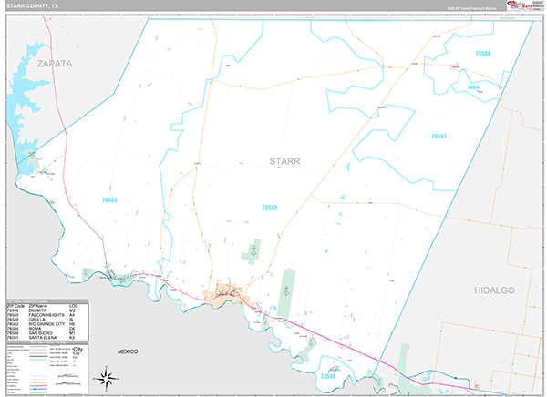 Starr County, TX Zip Code Map