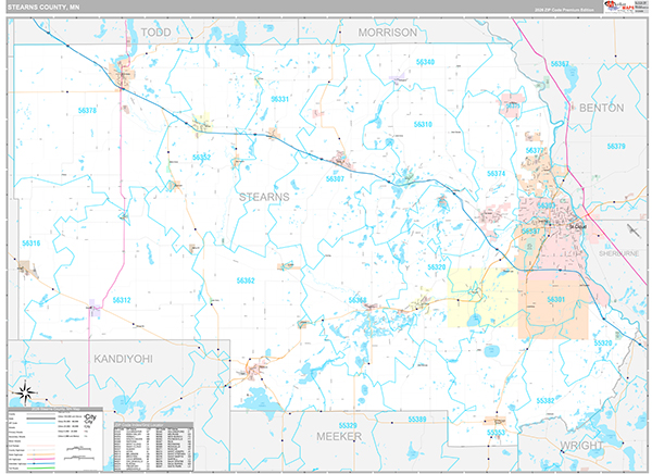 Stearns County, MN Wall Map