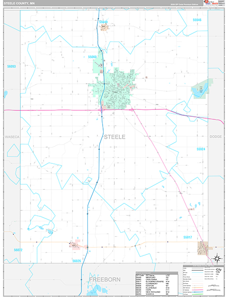 Steele County, MN Wall Map