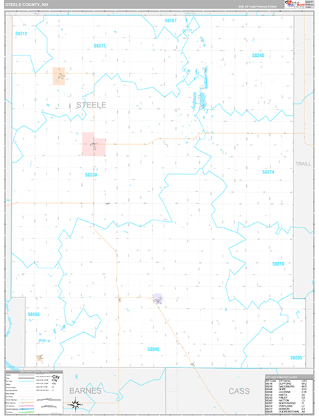 Steele County, ND Wall Map Premium Style