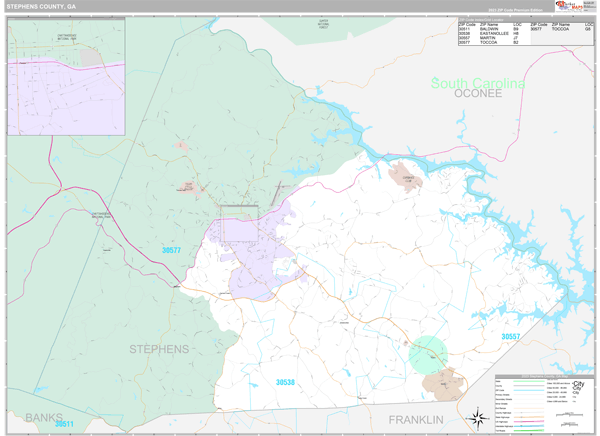 Stephens County, GA Wall Map Premium Style by MarketMAPS - MapSales