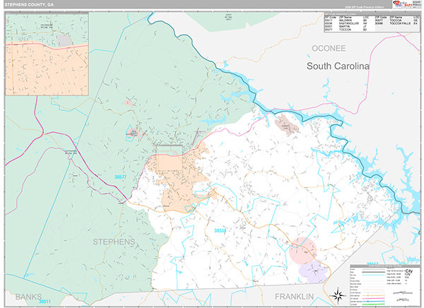 Stephens County, GA Zip Code Map