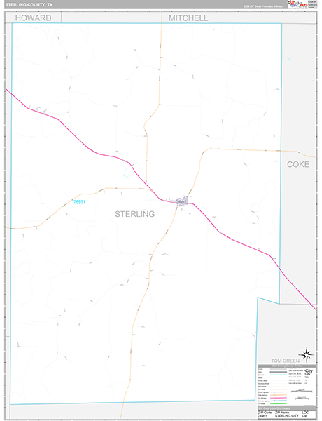Sterling County, TX Zip Code Map