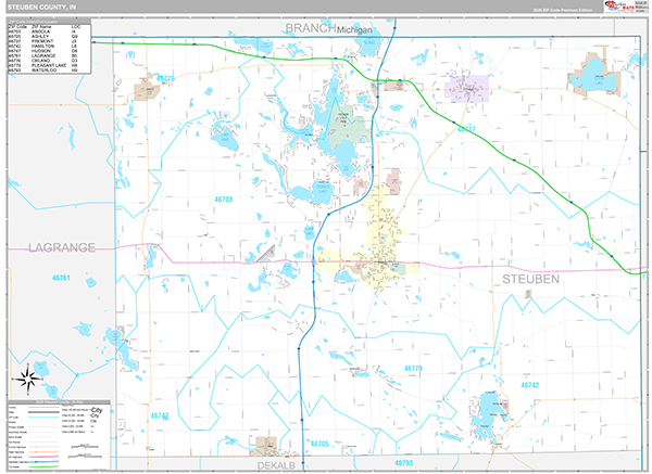 Steuben County, IN Zip Code Map