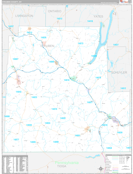 Steuben County, NY Wall Map