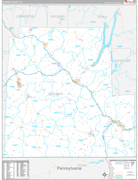 Steuben County, NY Zip Code Map