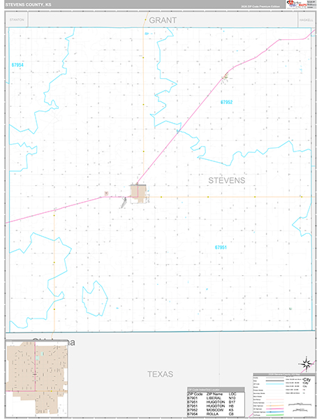 Stevens County, KS Wall Map