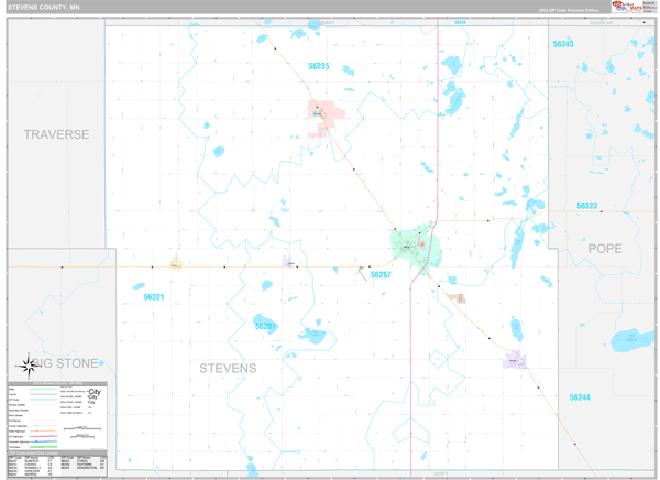 Stevens County, MN Wall Map Premium Style