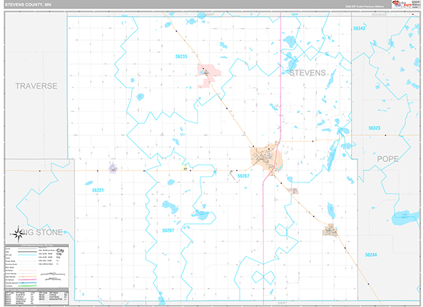 Stevens County, MN Wall Map