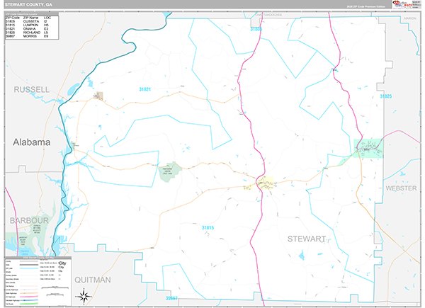 Stewart County, GA Zip Code Map