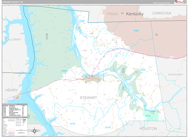 Stewart County, TN Zip Code Map