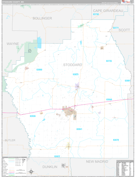 Stoddard County, MO Zip Code Map