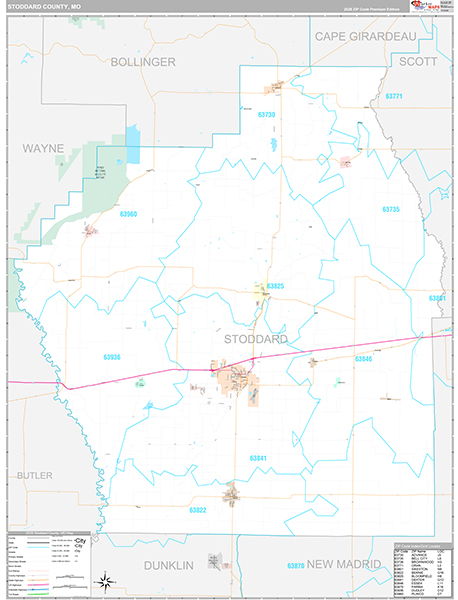 Stoddard County, MO Map Premium Style