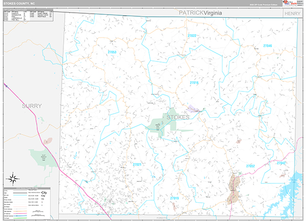 Stokes County, NC Wall Map