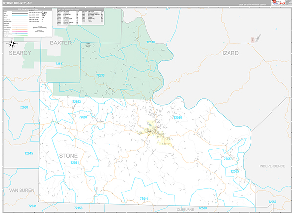 Stone County, AR Zip Code Map