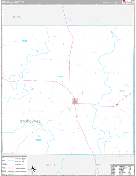 Stonewall County, TX Zip Code Map
