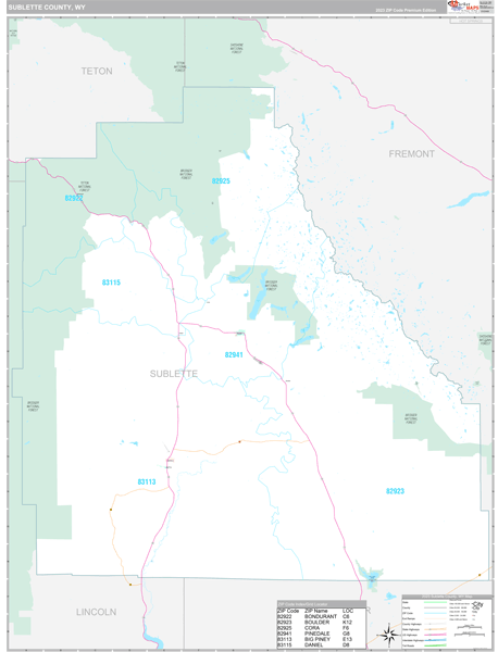 Sublette County Digital Map Premium Style