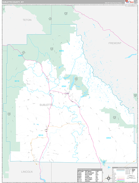 Sublette County, WY Zip Code Map