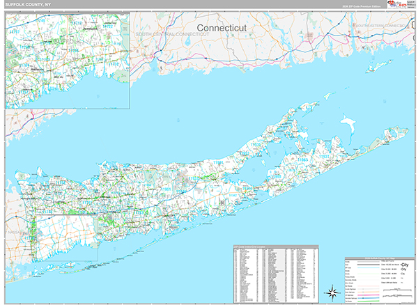 Suffolk County, NY Zip Code Map