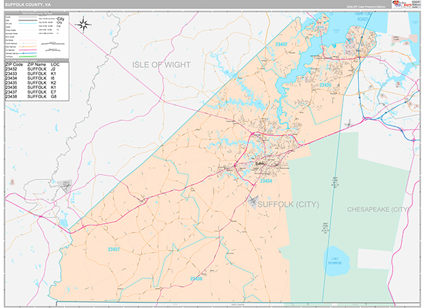Suffolk County, VA Wall Map