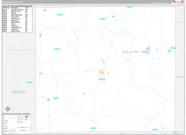 Sullivan County, MO Wall Map