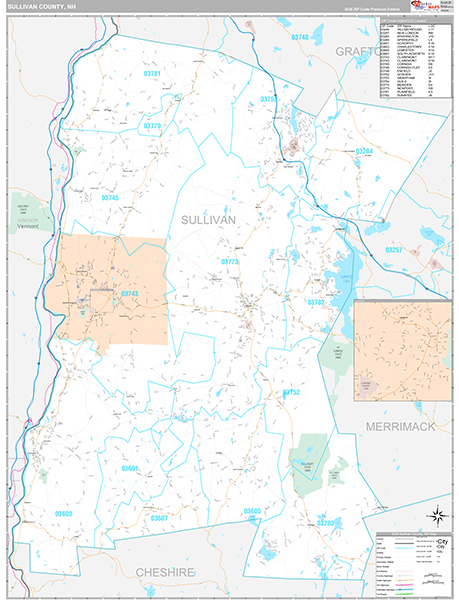 Sullivan County, NH Zip Code Map