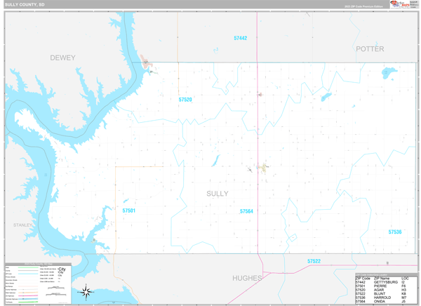 Sully County, SD Wall Map Premium Style