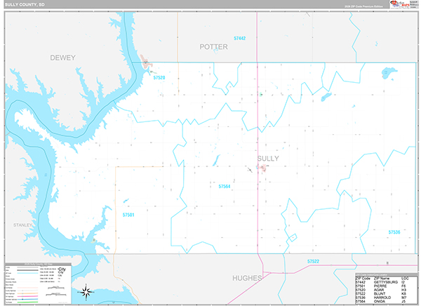 Sully County, SD Zip Code Map