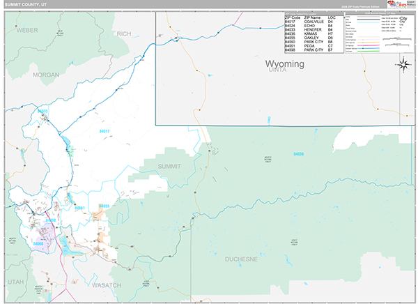 Summit County, UT Zip Code Map