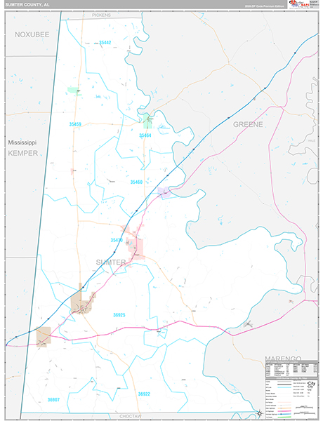 Sumter County, AL Zip Code Map