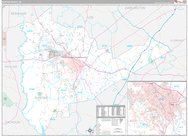 Sumter County, SC Wall Map