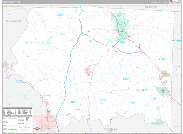 Surry County, NC Wall Map