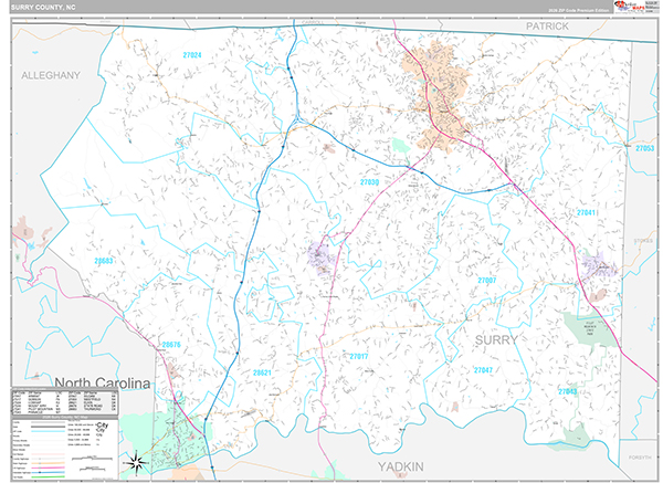 Surry County, NC Wall Map