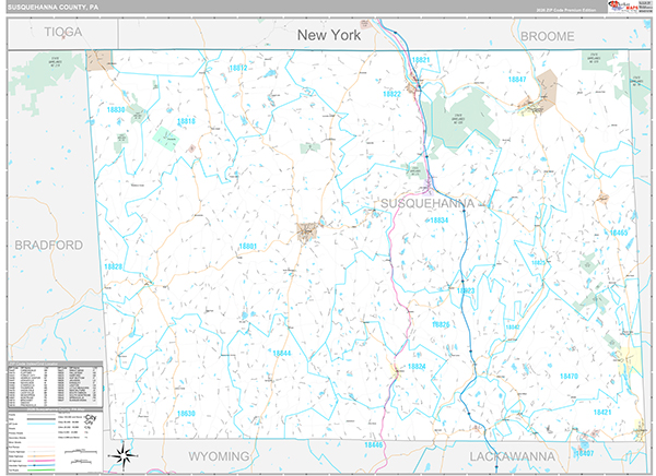Susquehanna County, PA Zip Code Map