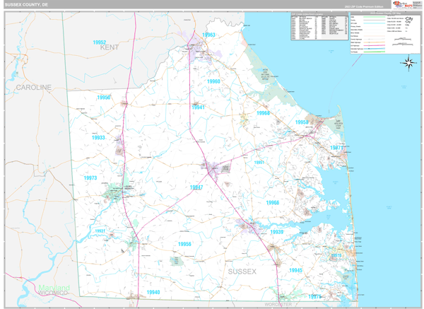 Sussex County, DE Zip Code Map