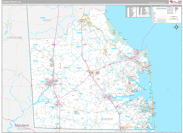 Sussex County, DE Wall Map