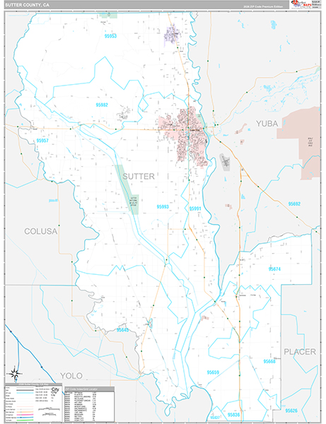 Sutter County, CA Map Premium Style