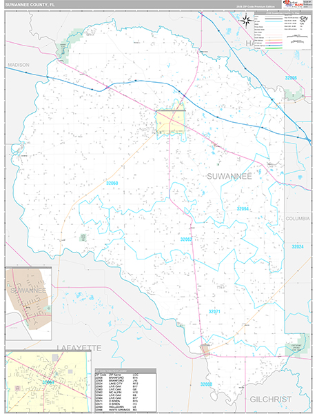 Suwannee County, FL Wall Map