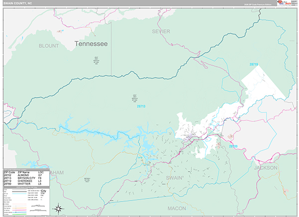 Swain County, NC Wall Map