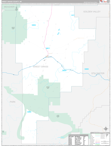 Sweet Grass County, MT Wall Map Premium Style by MarketMAPS - MapSales