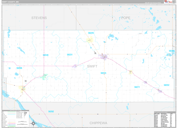 Swift County, MN Wall Map Premium Style