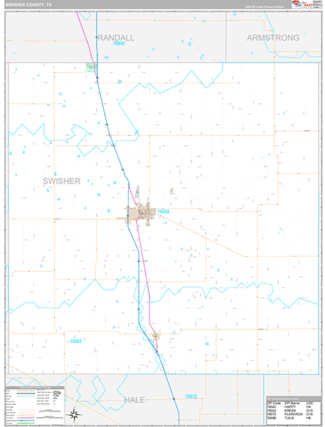 Swisher County, TX Zip Code Map