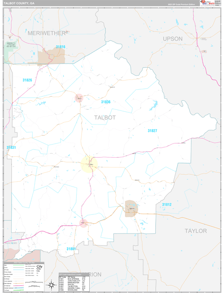 Talbot County, GA Wall Map