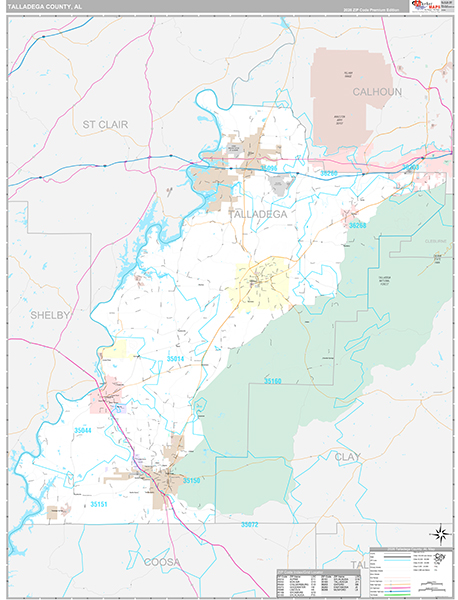 Talladega County, AL Zip Code Map