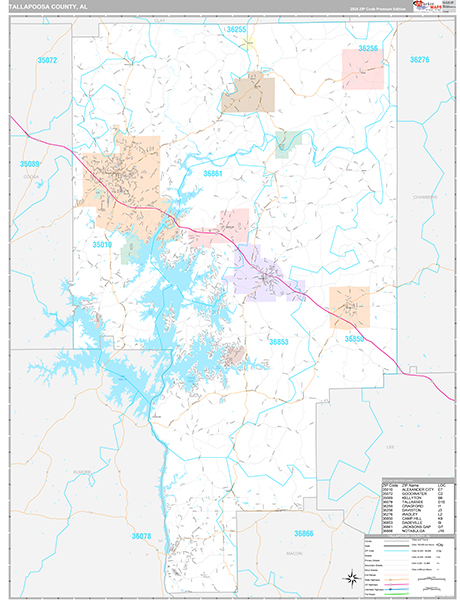 Tallapoosa County, AL Zip Code Map