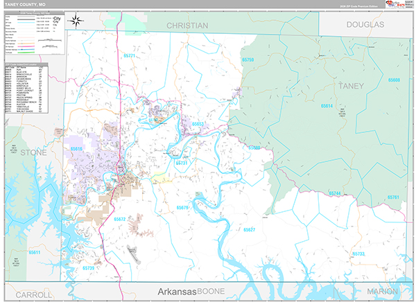 Taney County, MO Map Premium Style