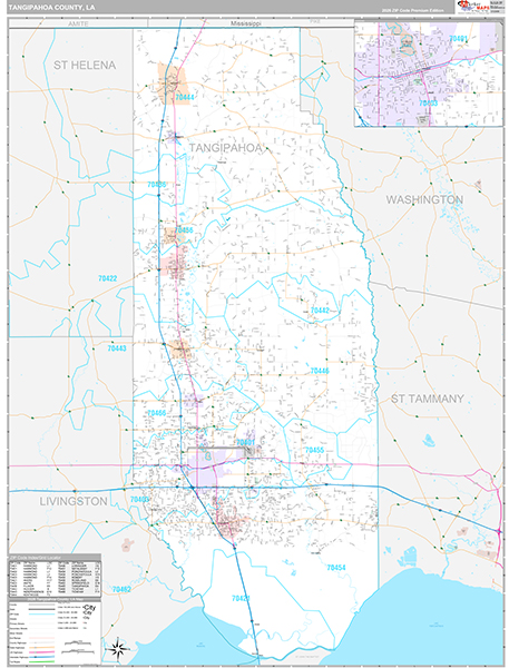 Tangipahoa County, LA Wall Map