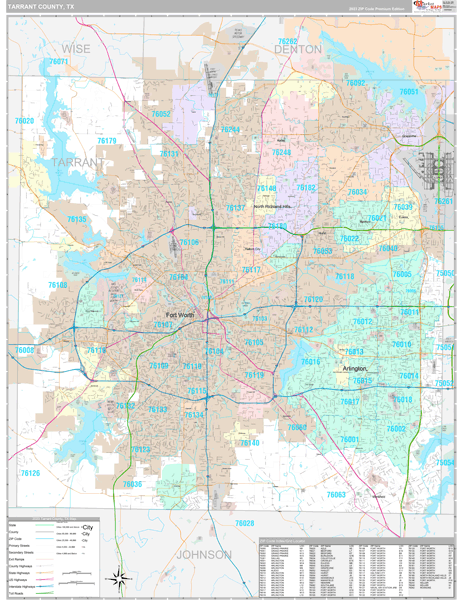Tarrant County TX Map Premium